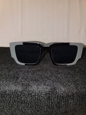 Chunky Rectangular Sunglasses in Light Gray and Black